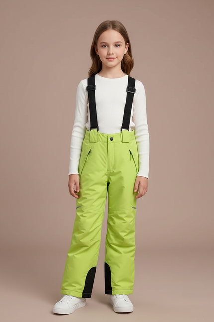 Pantalon Randonnée Vert Ski Imperméable Enfant Hiver - Polyester