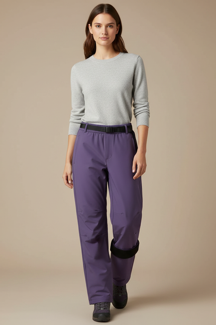 Pantalon Randonnée Violet Imperméable Ceinture Femme Hiver - Polyester