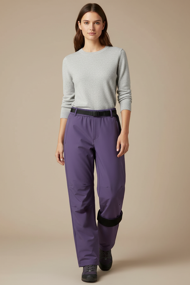 Pantalon Randonnée Violet Imperméable Ceinture Femme Hiver - Polyester