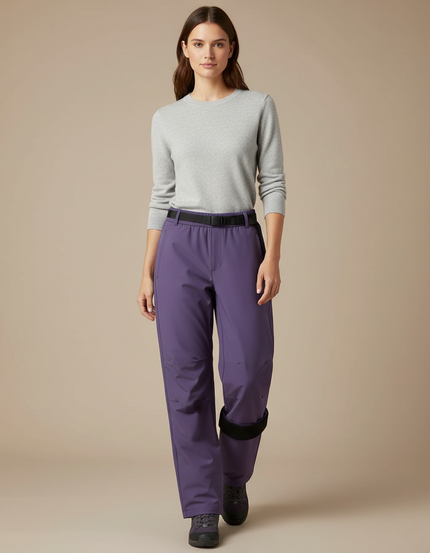 Pantalon Randonnée Violet Imperméable Ceinture Femme Hiver - Polyester