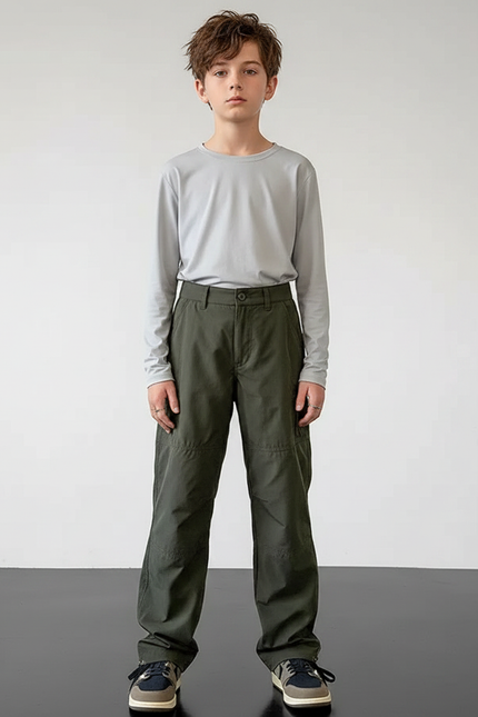 Pantalon Randonnée Kaki Cargo Ample Décontracté - Polyester