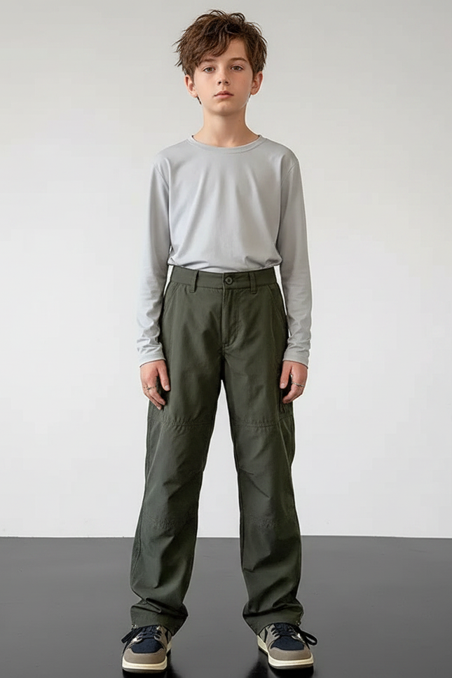 Pantalon Randonnée Kaki Cargo Ample Décontracté - Polyester