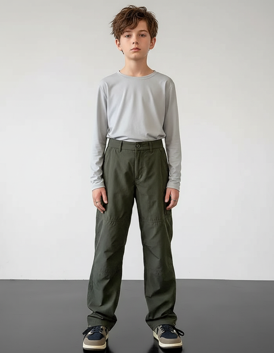 Pantalon Randonnée Kaki Cargo Ample Décontracté - Polyester