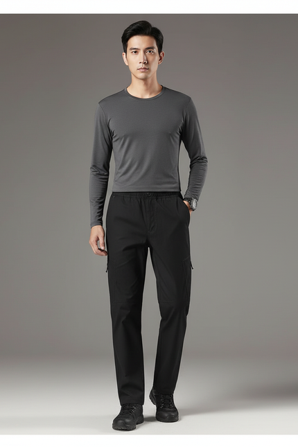 Pantalon Randonnée Noir Cargo Homme Décontracté Ample - Polyester