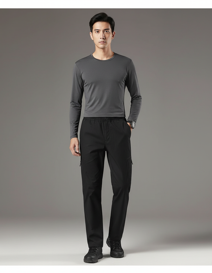 Pantalon Randonnée Noir Cargo Homme Décontracté Ample - Polyester
