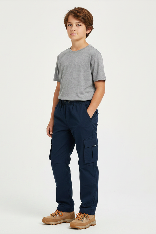 Pantalon Randonnée Bleu Marine Cargo Enfant Décontracté - Polyester
