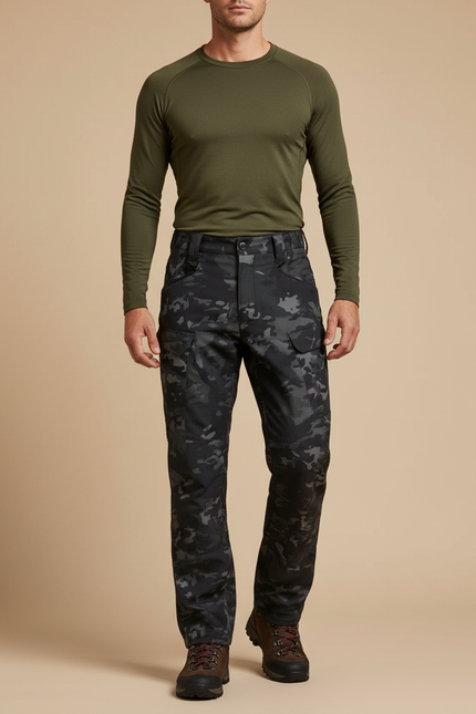 Pantalon Randonnée Camouflage Militaire Multi-Poches Homme - Imprimé Polyester