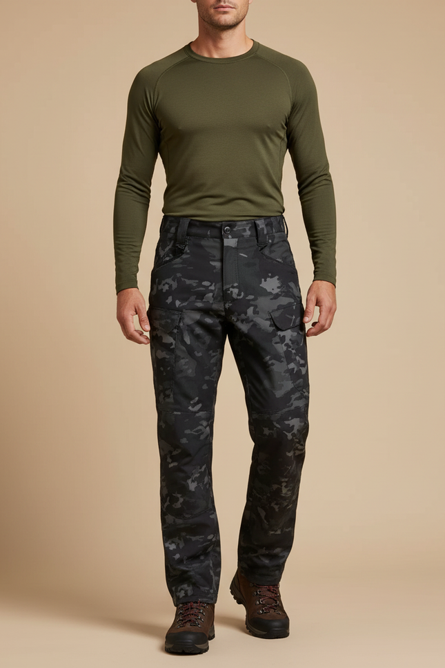 Pantalon Randonnée Camouflage Militaire Multi-Poches Homme - Imprimé Polyester