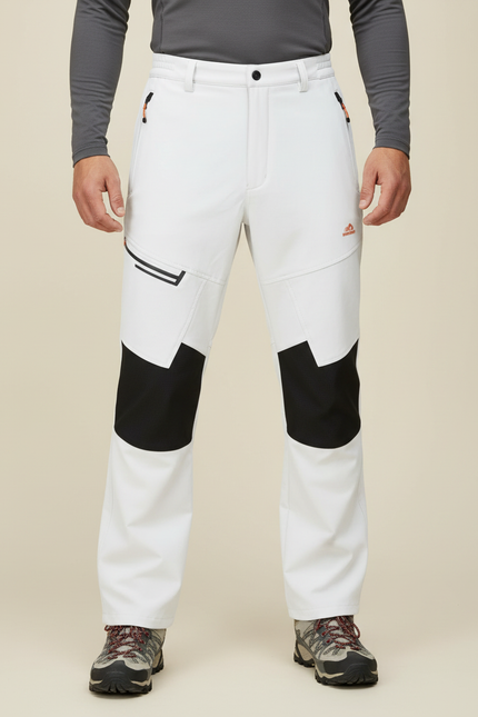 Pantalon Randonnée Homme Blanc Softshell Imperméable Chaud - Polyester