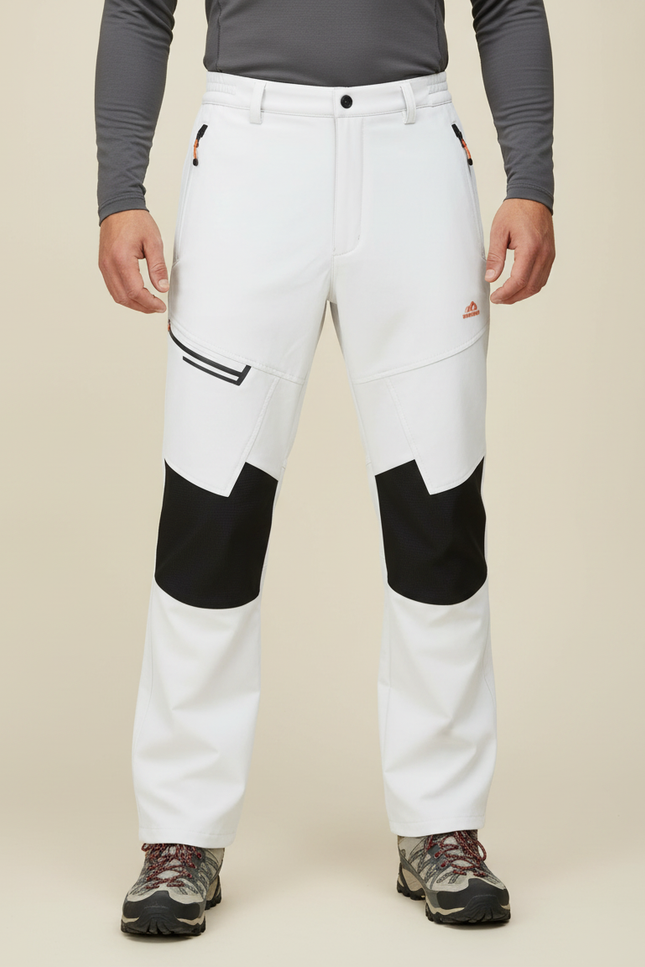 Pantalon Randonnée Homme Blanc Softshell Imperméable Chaud - Polyester