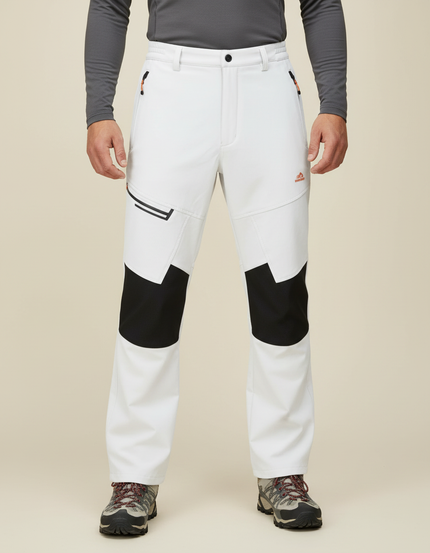 Pantalon Randonnée Homme Blanc Softshell Imperméable Chaud - Polyester