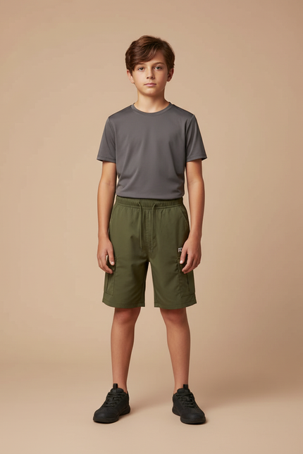 Pantalon Randonnée Kaki Cargo Léger Enfant - Polyester