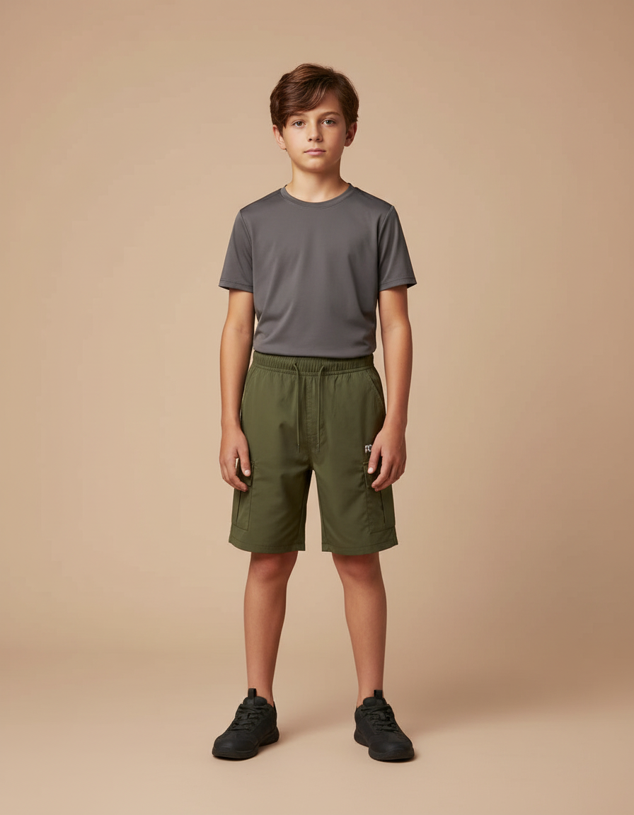 Pantalon Randonnée Kaki Cargo Léger Enfant - Polyester