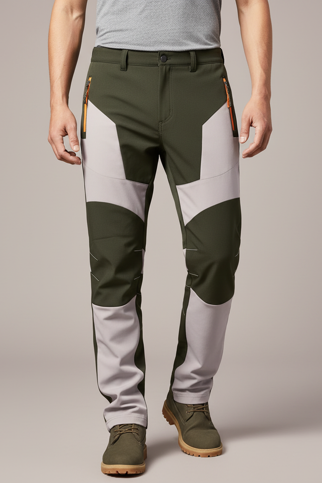 Pantalon Randonnée Vert Bicolore Stretch Homme Léger - Kaki Polyester
