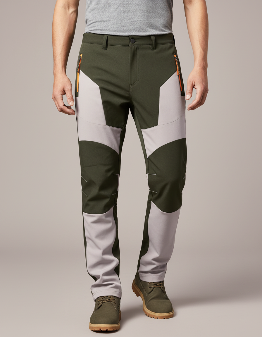 Pantalon Randonnée Vert Bicolore Stretch Homme Léger - Kaki Polyester