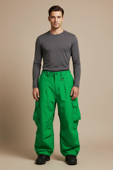 Pantalon Randonnée Vert Ample Cargo Homme Imperméable - Polyester