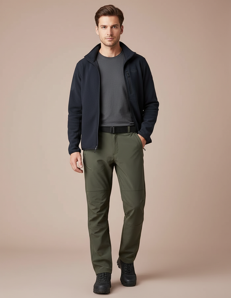 Pantalon Randonnée Kaki Homme Tactique Multi-Poches - Polyester