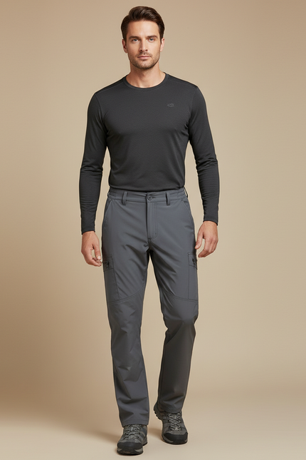 Pantalon Randonnée Gris Homme Cargo Confortable Léger - Polyester