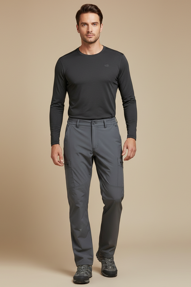 Pantalon Randonnée Gris Homme Cargo Confortable Léger - Polyester