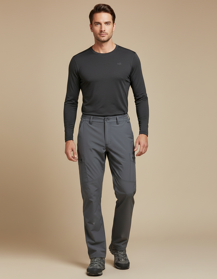 Pantalon Randonnée Gris Homme Cargo Confortable Léger - Polyester