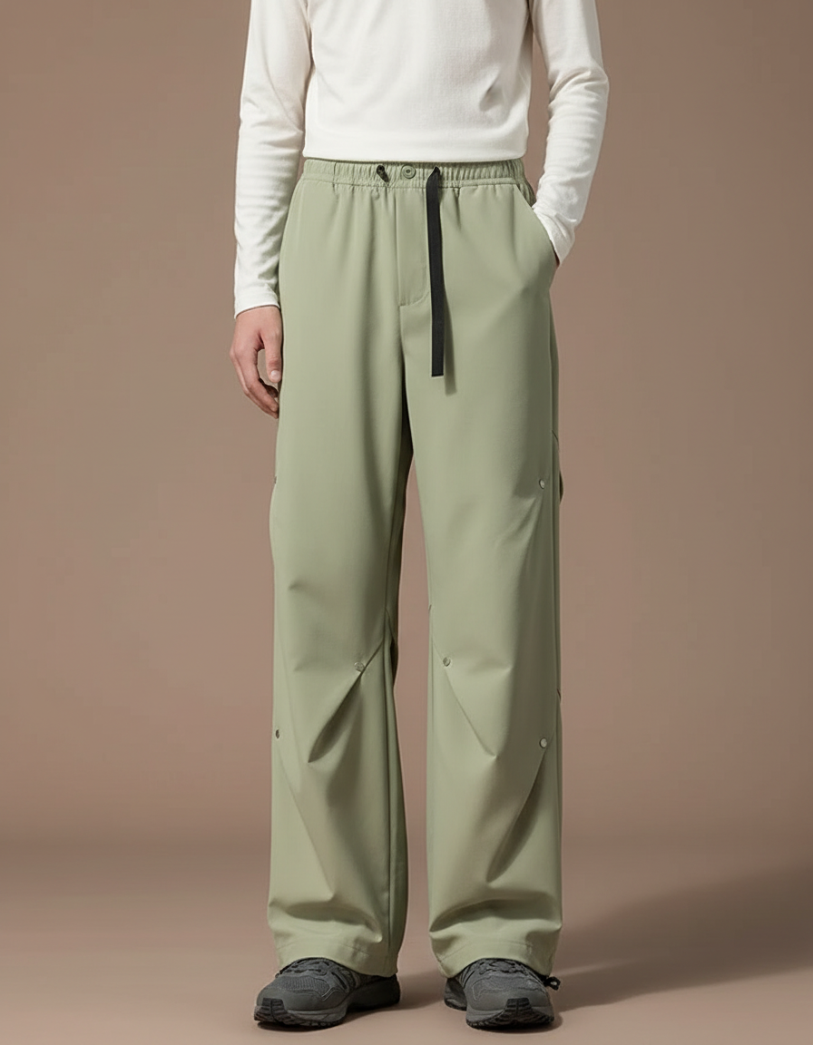 Pantalon Randonnée Vert Ample Imperméable Sport - Polyester