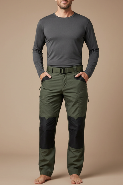Pantalon Randonnée Vert Militaire Renforcé Tactique Homme - Kaki Polyester