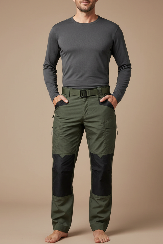 Pantalon Randonnée Vert Militaire Renforcé Tactique Homme - Kaki Polyester