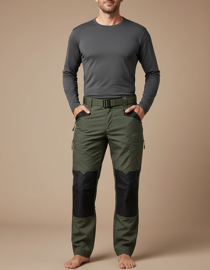 Pantalon Randonnée Vert Militaire Renforcé Tactique Homme - Kaki Polyester
