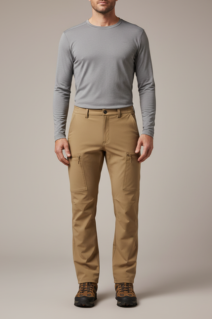 Pantalon Randonnée Kaki Homme Multi-poches Décontracté Séchage Rapide - Polyester