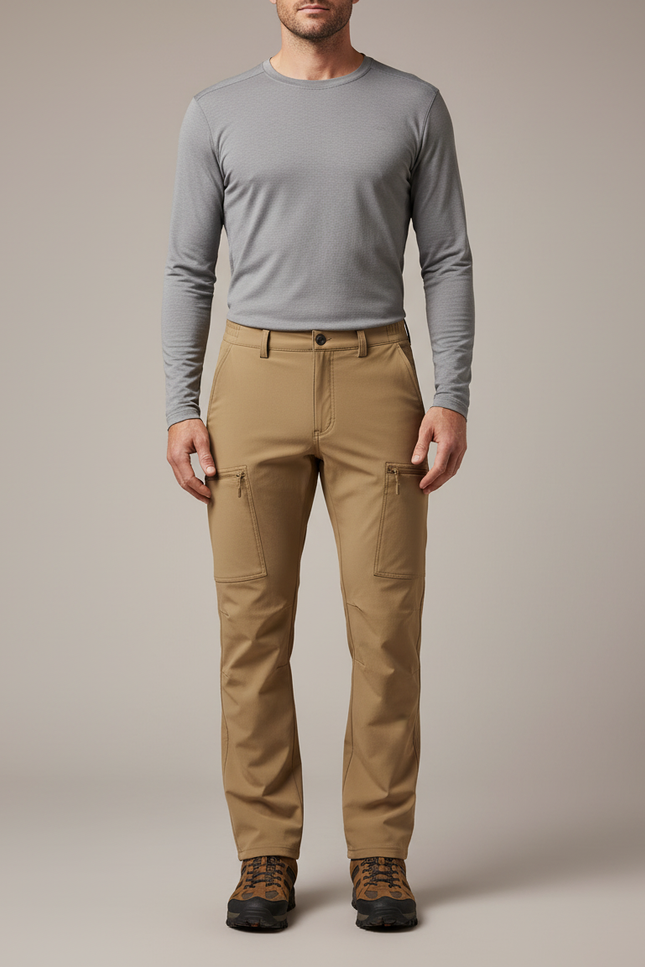 Pantalon Randonnée Kaki Homme Multi-poches Décontracté Séchage Rapide - Polyester