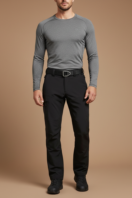 Pantalon Randonnée Noir Homme Tactique Softshell - Polyester