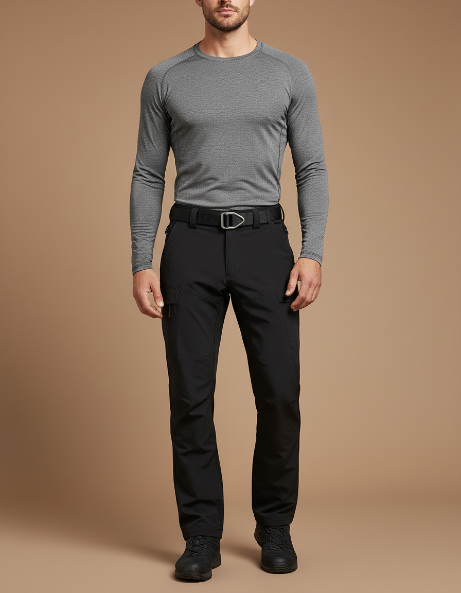 Pantalon Randonnée Noir Homme Tactique Softshell - Polyester