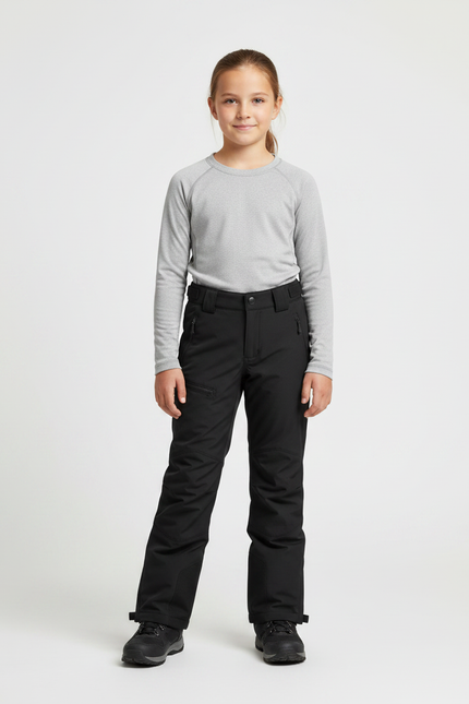 Pantalon Randonnée Noir Imperméable Thermique Fille Hiver - Polyester