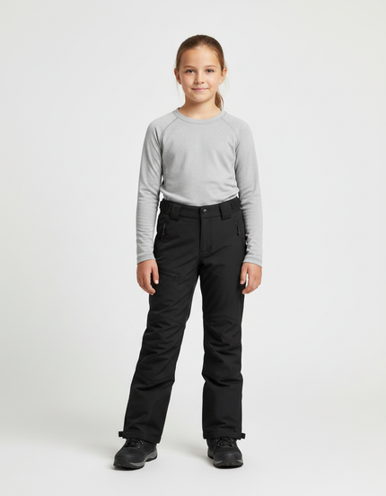 Pantalon Randonnée Noir Imperméable Thermique Fille Hiver - Polyester