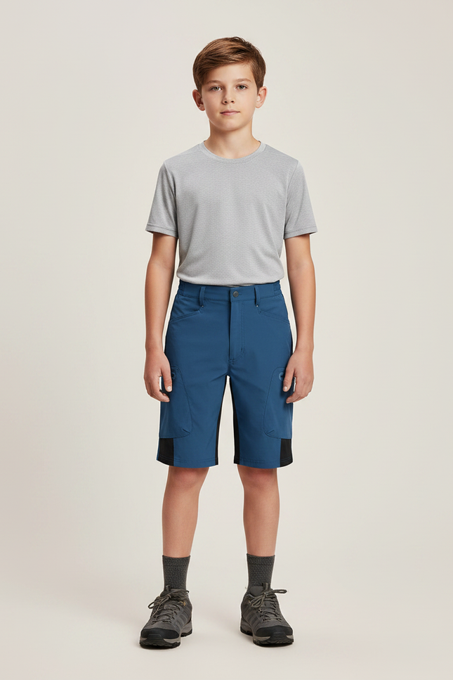 Pantalon Randonnée Garçon Bleu Cargo Léger - Polyester