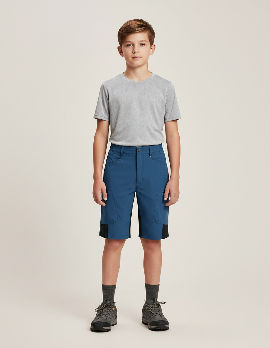 Pantalon Randonnée Garçon Bleu Cargo Léger - Polyester