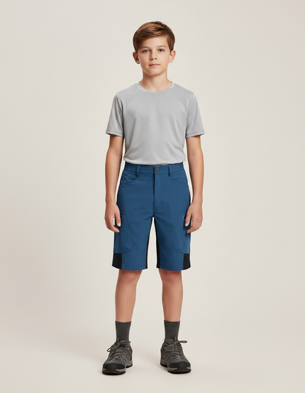 Pantalon Randonnée Garçon Bleu Cargo Léger - Polyester