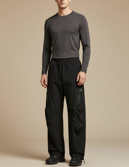 Pantalon Randonnée Noir Ample Cargo Imperméable Homme - Polyester