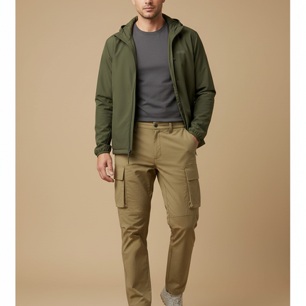 Pantalon Randonnée Kaki Cargo Léger Confortable Homme - Polyester
