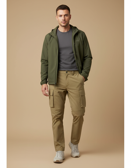 Pantalon Randonnée Kaki Cargo Léger Confortable Homme - Polyester