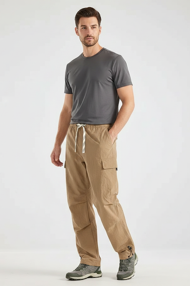 Pantalon Randonnée Cargo Beige Léger Décontracté Homme - Toile