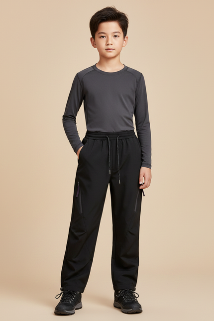 Pantalon Randonnée Noir Imperméable Enfant Sport - Polyester