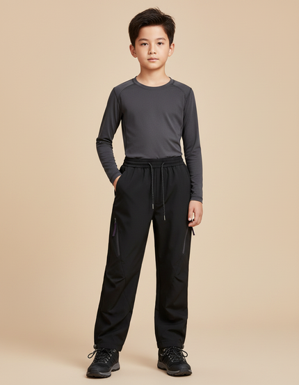 Pantalon Randonnée Noir Imperméable Enfant Sport - Polyester
