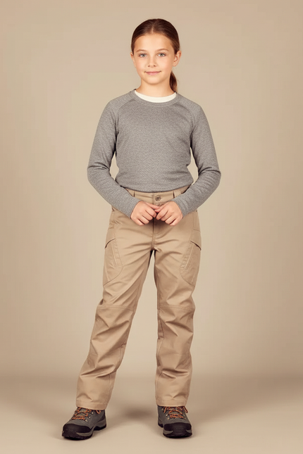 Pantalon Randonnée Beige Cargo Multipoches Confortable - Toile