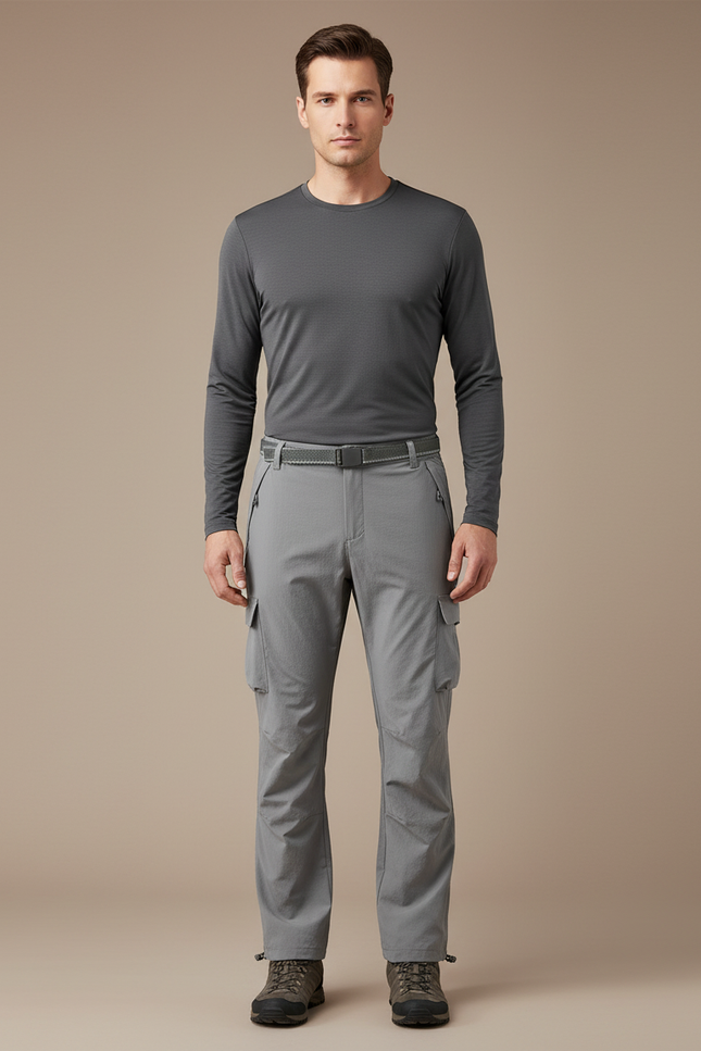Pantalon Randonnée Gris Cargo Multi-poches Léger Homme - Polyester