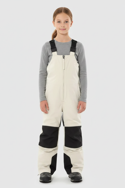 Pantalon Randonnée Beige Noir Imperméable Enfant Salopette - Polyester