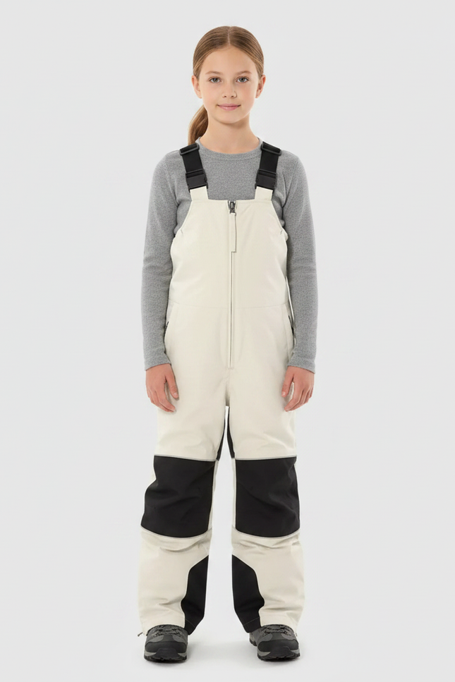 Pantalon Randonnée Beige Noir Imperméable Enfant Salopette - Polyester