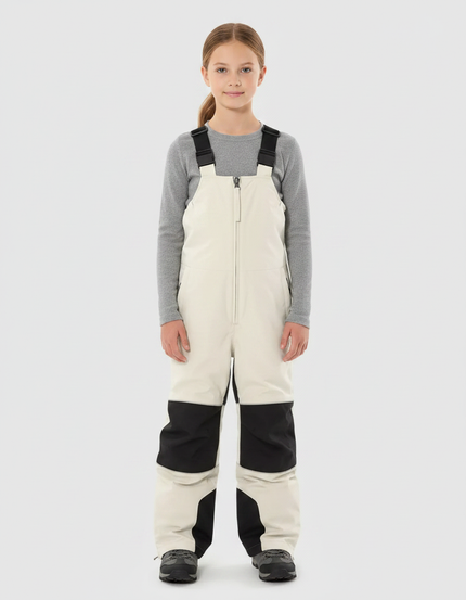 Pantalon Randonnée Beige Noir Imperméable Enfant Salopette - Polyester