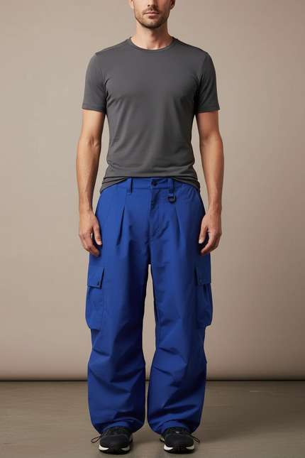 Pantalon Randonnée Bleu Ample Cargo Homme Imperméable - Polyester