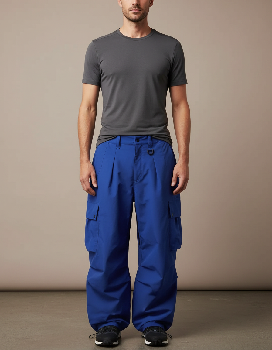 Pantalon Randonnée Bleu Ample Cargo Homme Imperméable - Polyester
